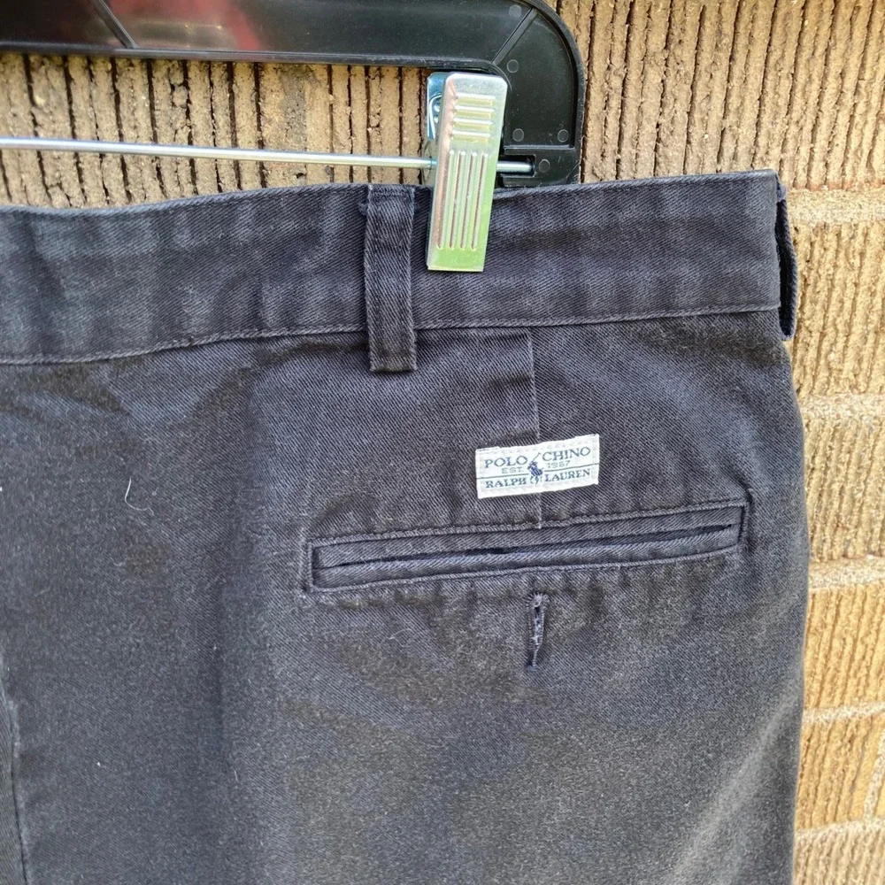 Polo Ralph Lauren Andrew Pant Mens 36x30 Black Double Pleated Chino Trousers Y2K